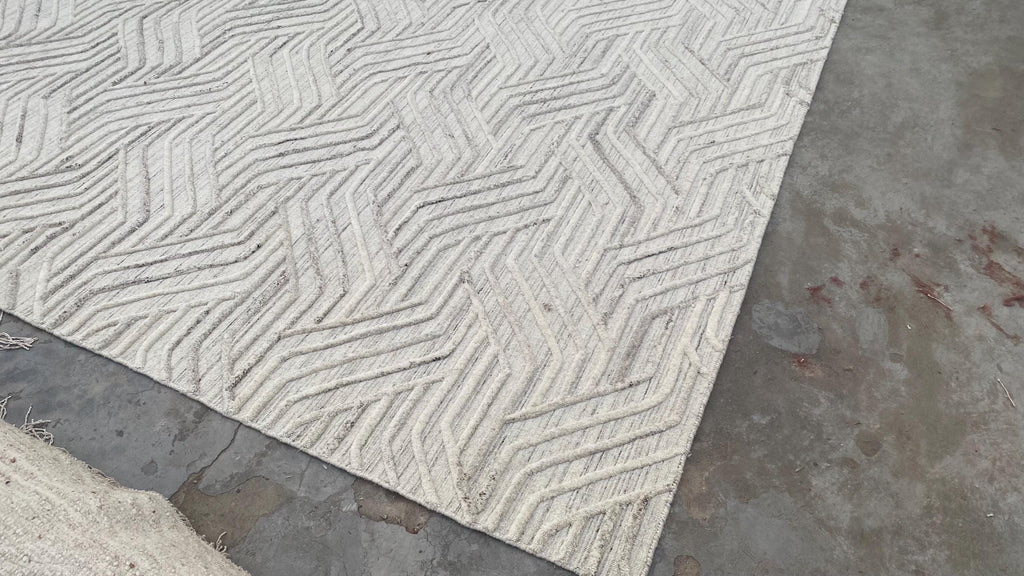 Unique Wool Rug with Exquisite Hand Carving