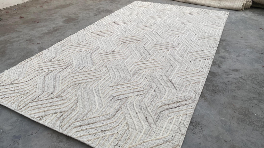 Unique Wool Rug with Exquisite Hand Carving