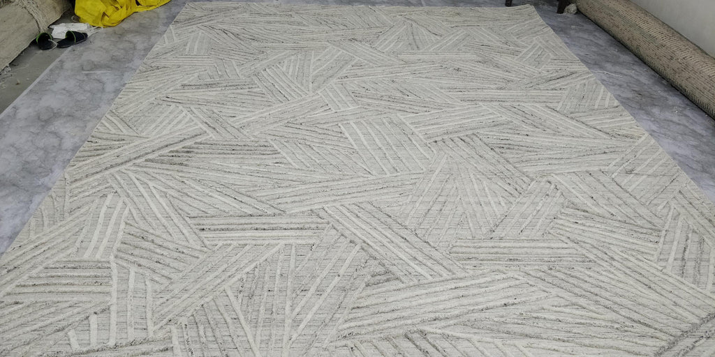 Unique Wool Rug with Exquisite Hand Carving