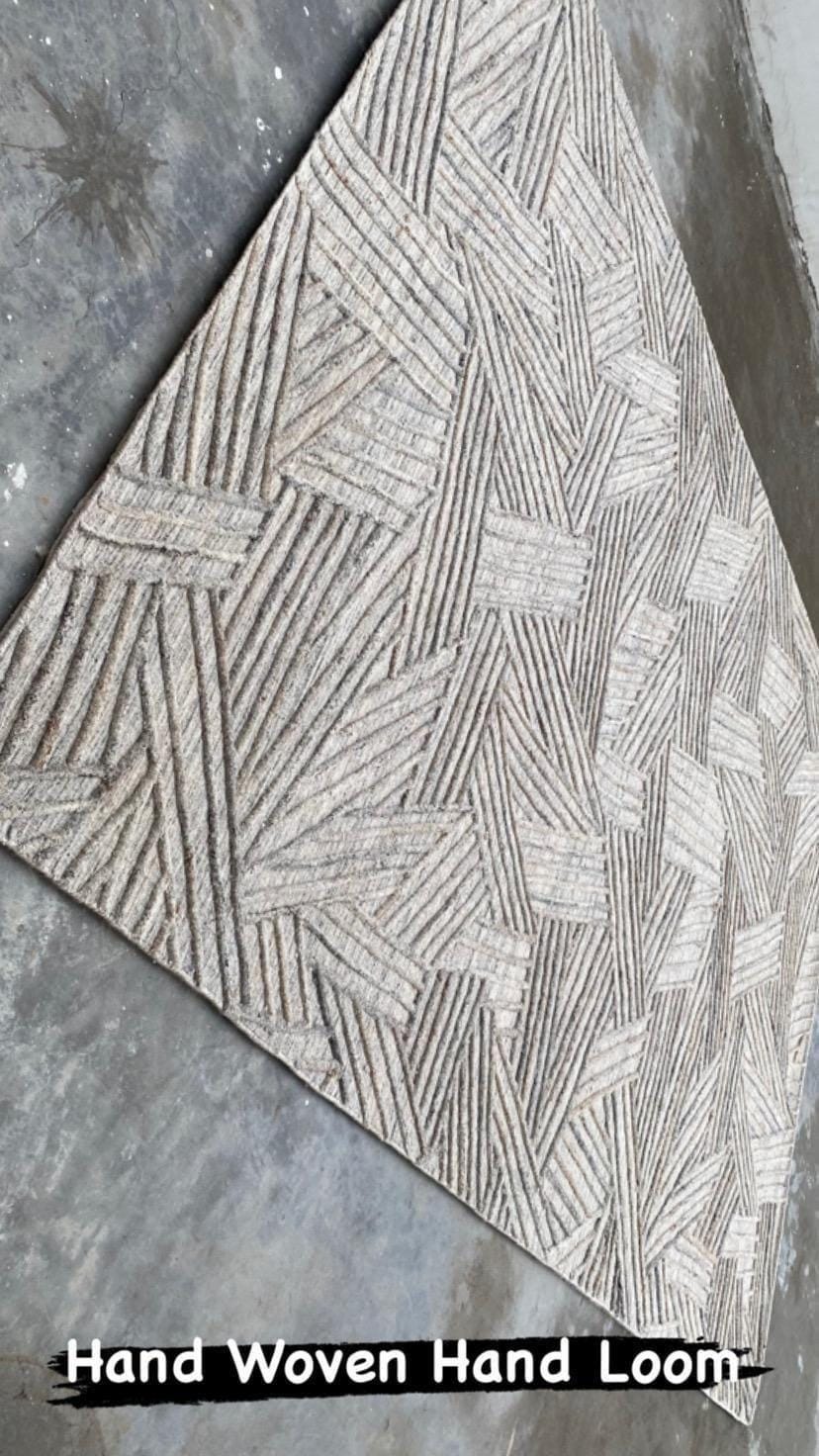 Unique Wool Rug with Exquisite Hand Carving