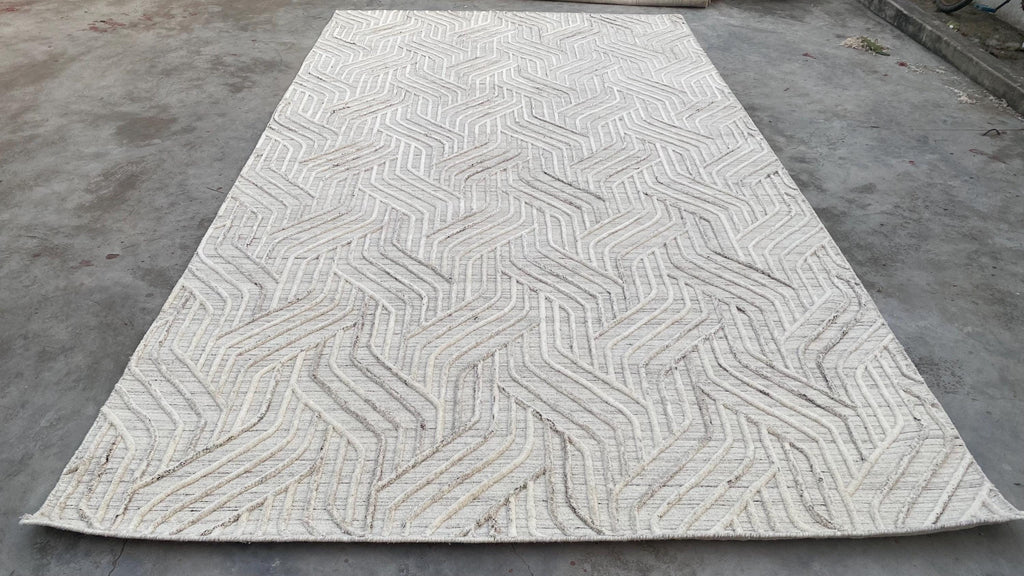 Unique Wool Rug with Exquisite Hand Carving