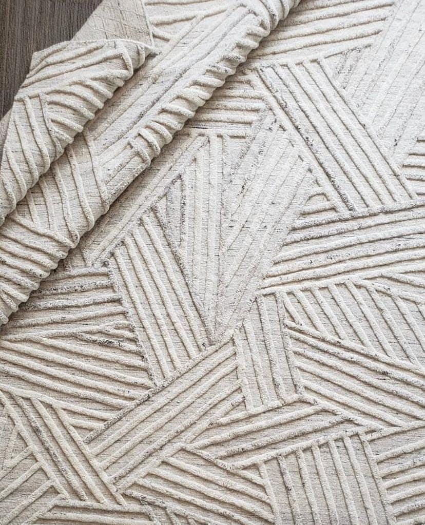 Unique Wool Rug with Exquisite Hand Carving