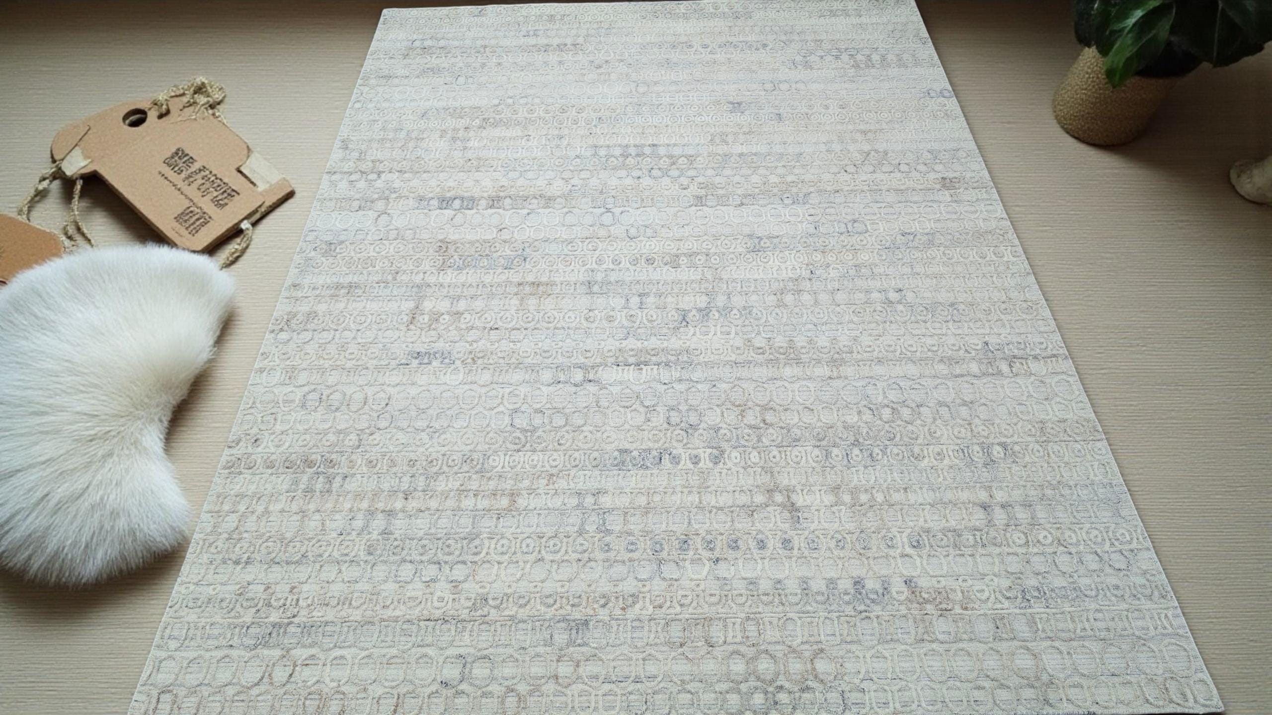 One-of-a-Kind Hand-Carved Wool Rug, Unique Artisan-Crafted Floor Covering, Exquisite Handmade Carpet, Natural and Luxurious Material