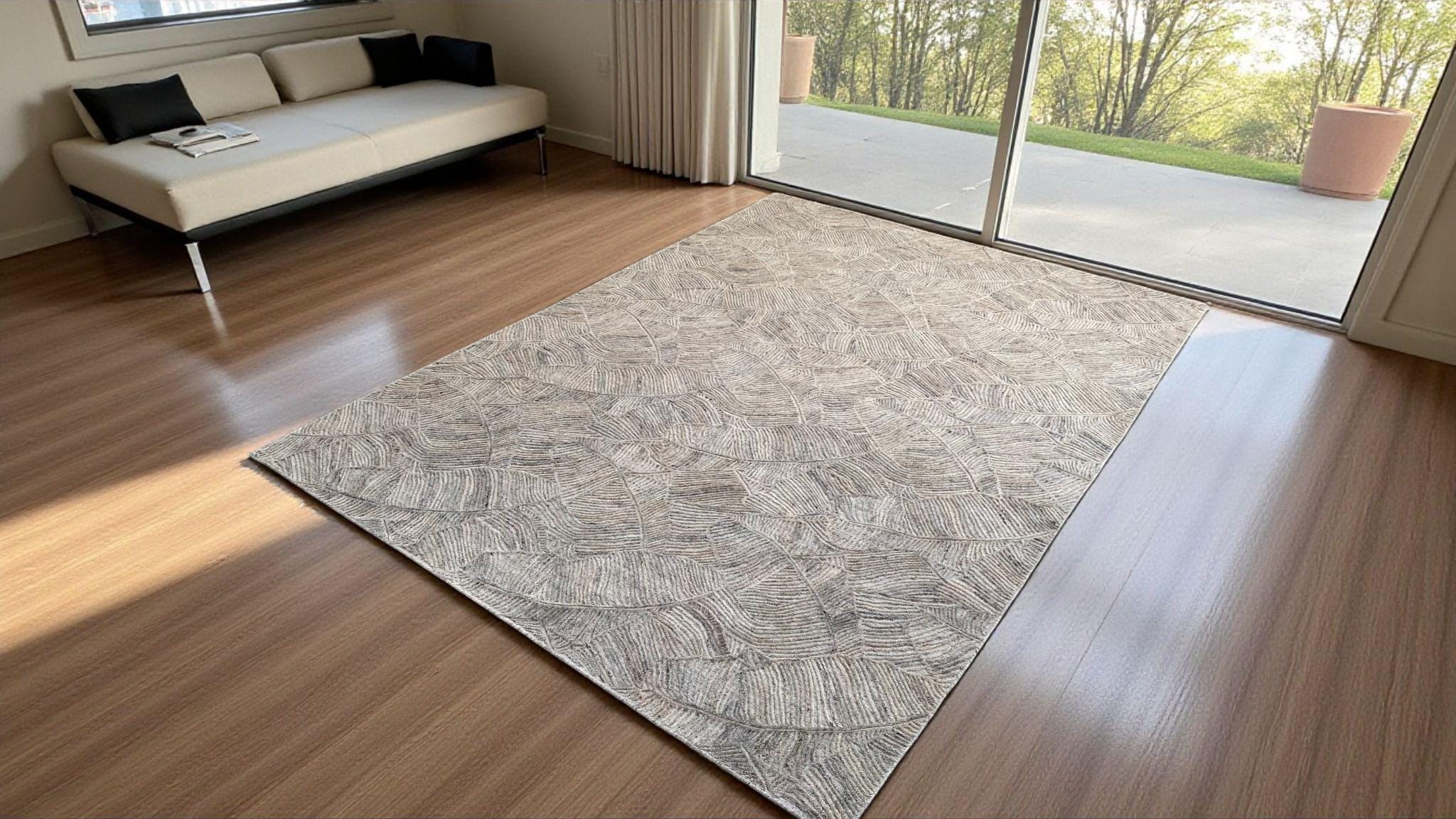 Unique Wool Rug for Living Room, Exquisite Hand-Carved Design, Modern Bedroom Area Carpet, Handmade and Durable Home Decor