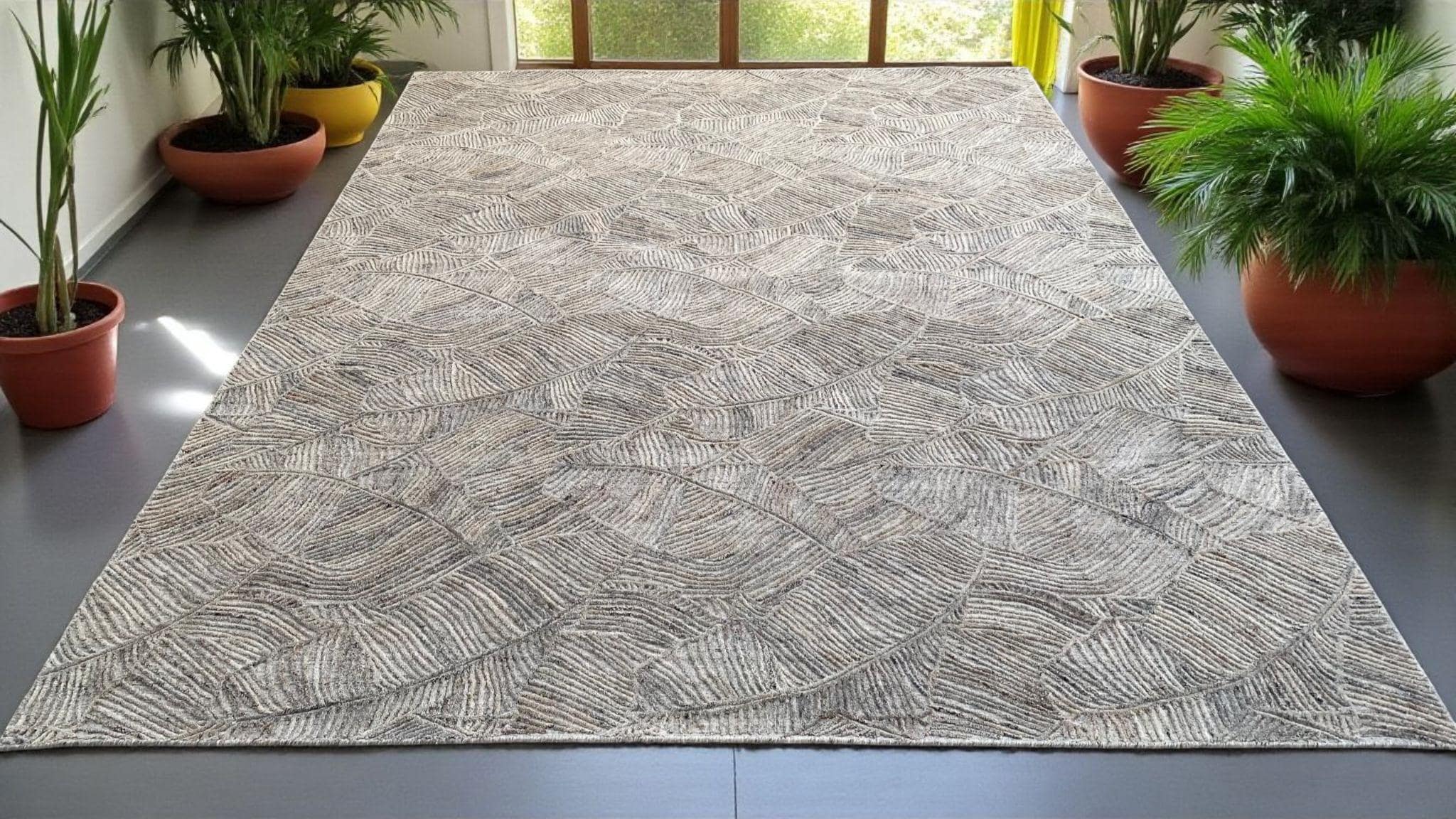 Unique Wool Rug for Living Room, Exquisite Hand-Carved Design, Modern Bedroom Area Carpet, Handmade and Durable Home Decor