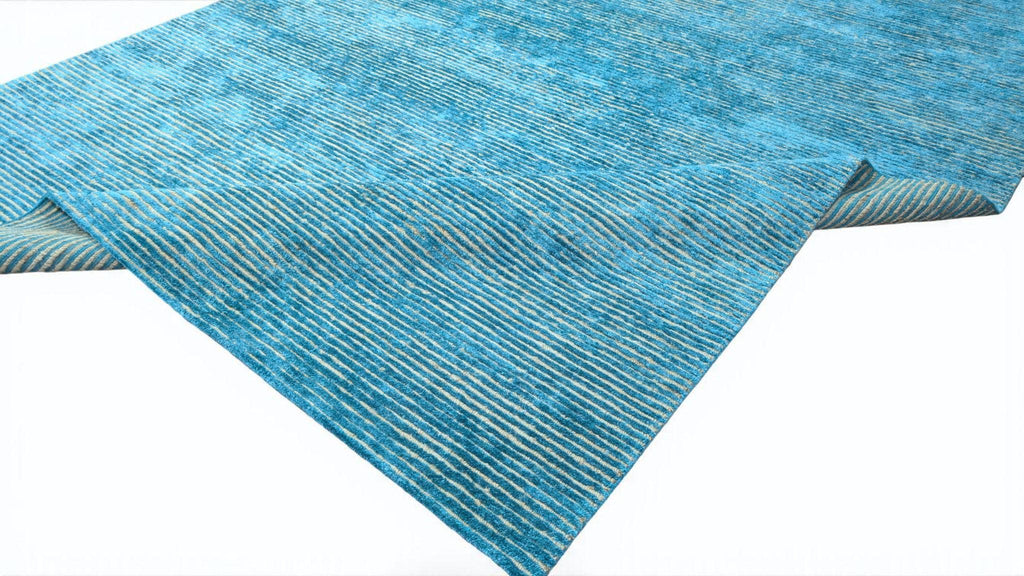 Luxurious Hand-Knotted Bamboo Silk and Jute Rug | High-Low Textured Pile | Soft and Shiny Natural Fiber Carpet | Artisan Woven Decor