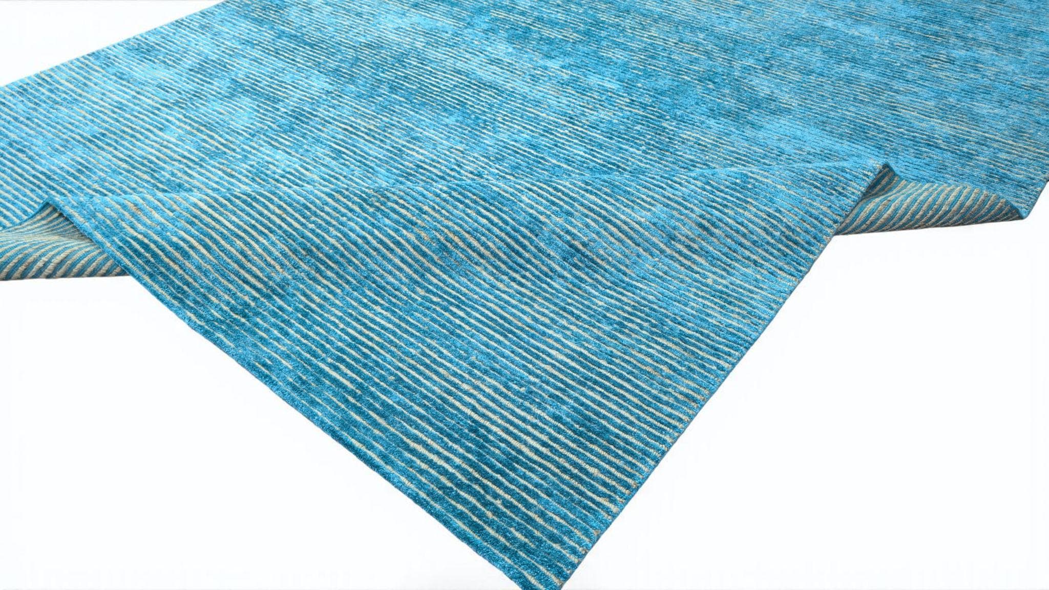 Luxurious Hand-Knotted Bamboo Silk and Jute Rug | High-Low Textured Pile | Soft and Shiny Natural Fiber Carpet | Artisan Woven Decor