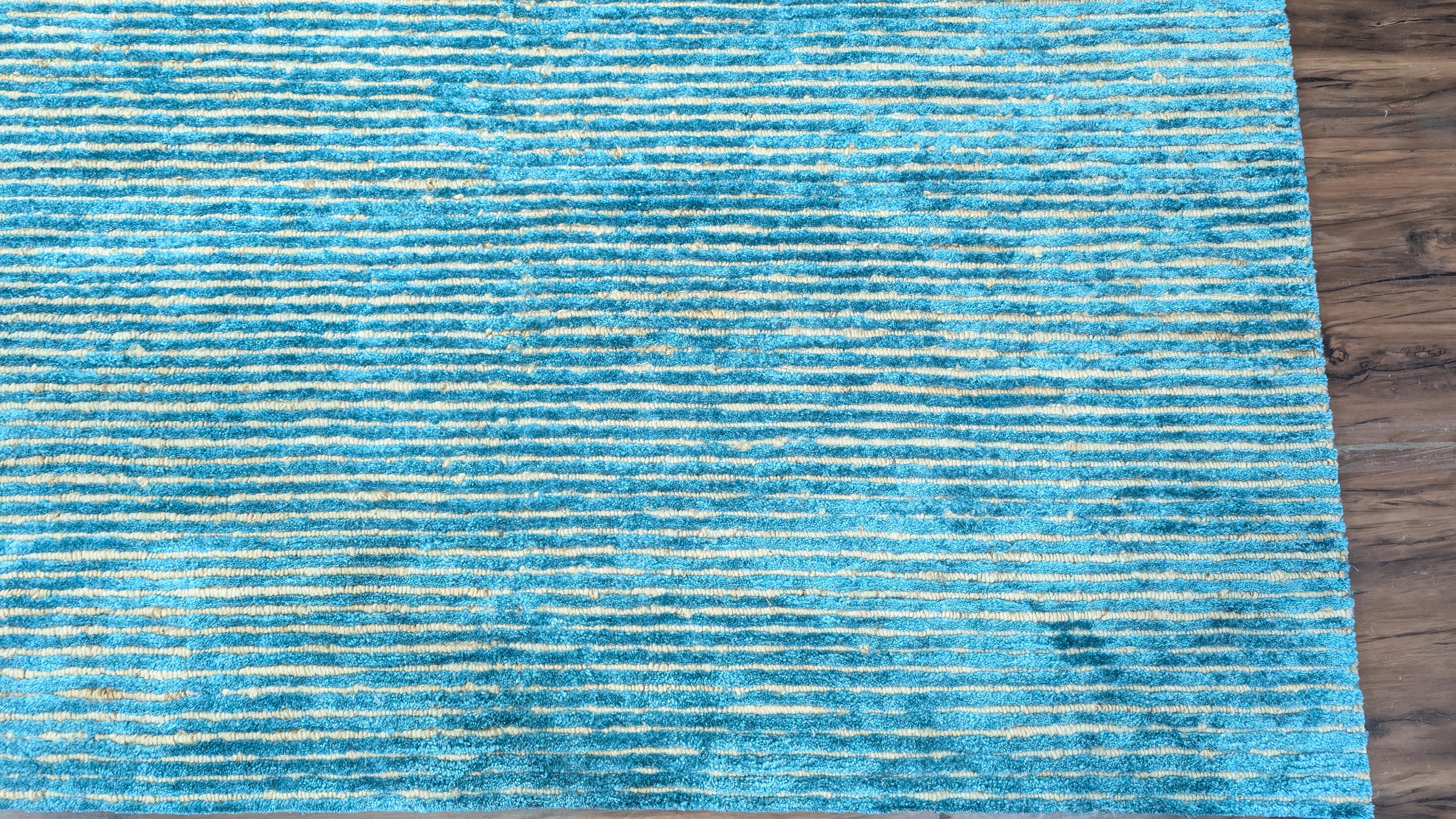 Luxurious Hand-Knotted Bamboo Silk and Jute Rug | High-Low Textured Pile | Soft and Shiny Natural Fiber Carpet | Artisan Woven Decor
