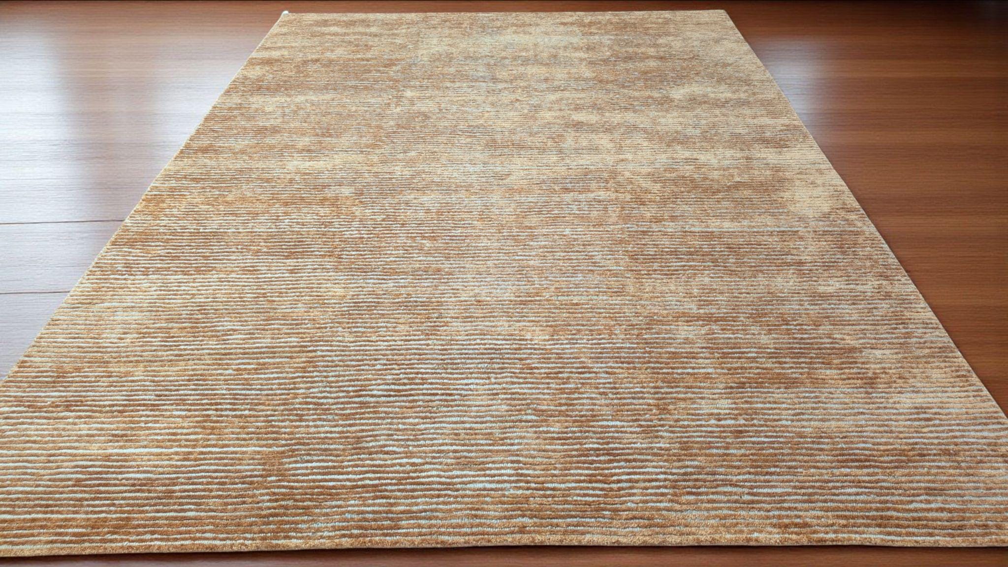 Luxurious Hand-Knotted Bamboo Silk and Jute Rug | High-Low Textured Pile | Soft and Shiny Natural Fiber Carpet | Artisan Woven Decor