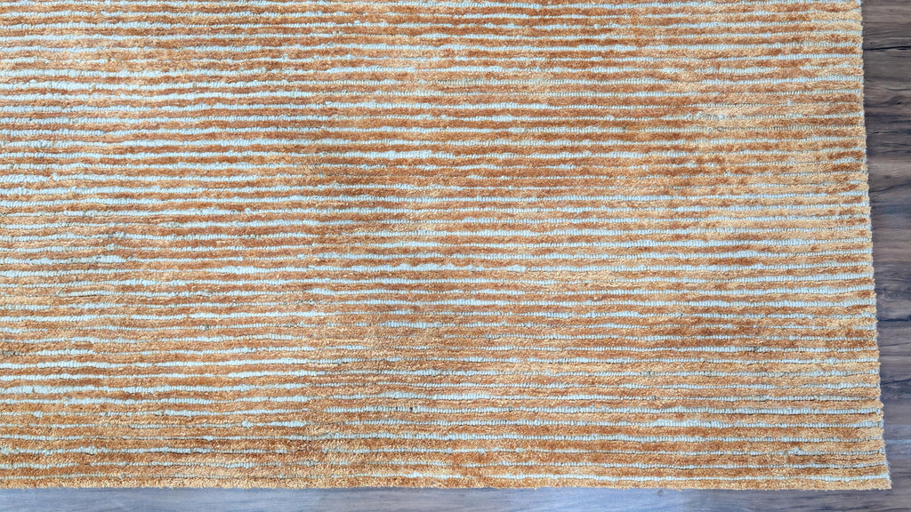 Luxurious Hand-Knotted Bamboo Silk and Jute Rug | High-Low Textured Pile | Soft and Shiny Natural Fiber Carpet | Artisan Woven Decor