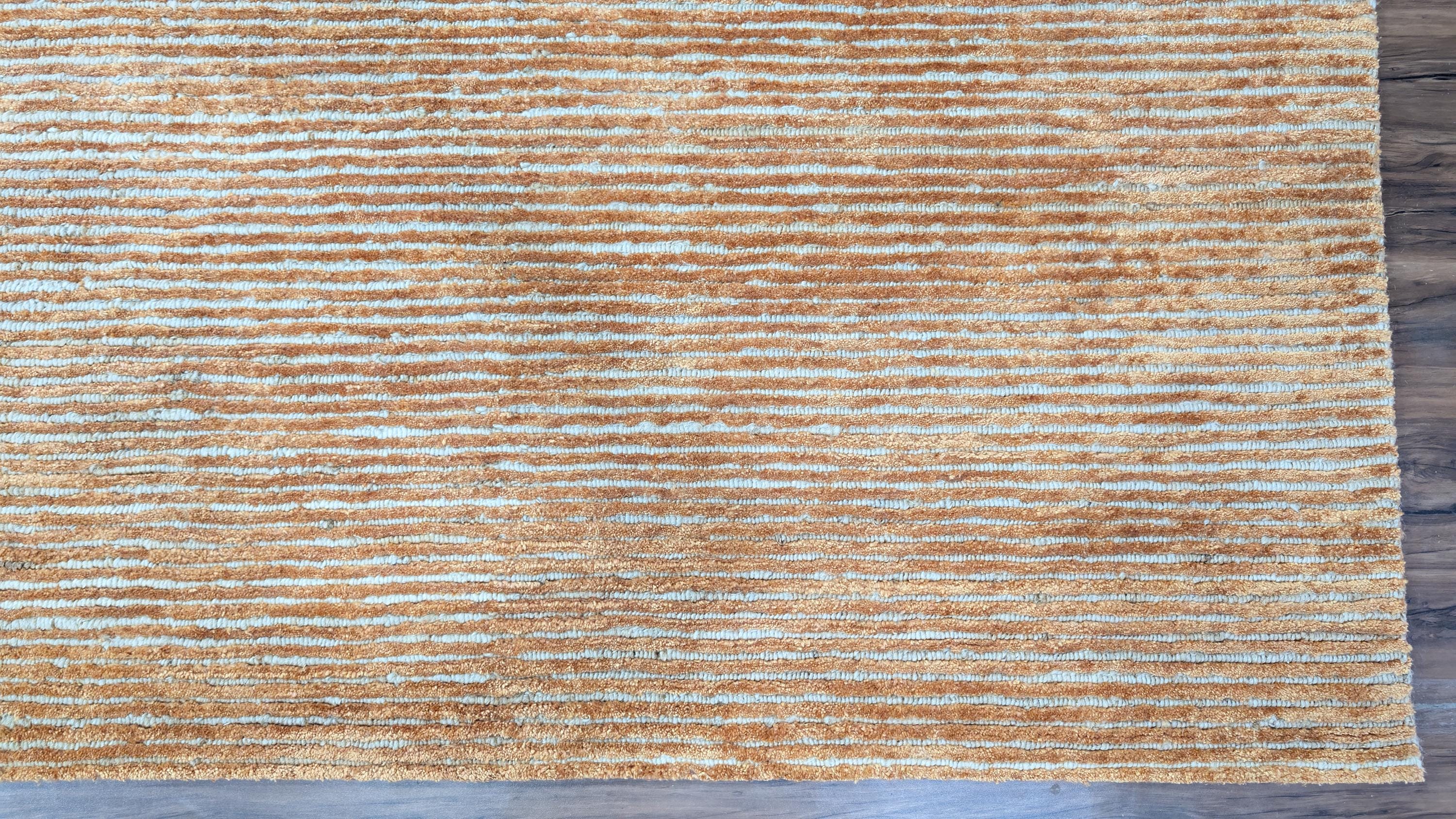 Luxurious Hand-Knotted Bamboo Silk and Jute Rug | High-Low Textured Pile | Soft and Shiny Natural Fiber Carpet | Artisan Woven Decor