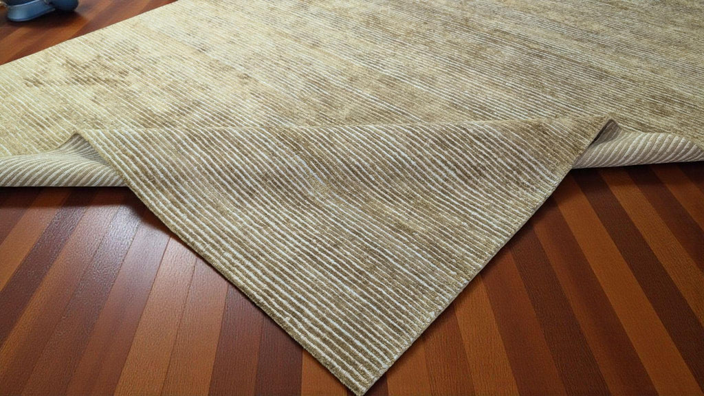 Luxurious Hand-Knotted Bamboo Silk and Jute Rug | High-Low Textured Pile | Soft and Shiny Natural Fiber Carpet | Artisan Woven Decor