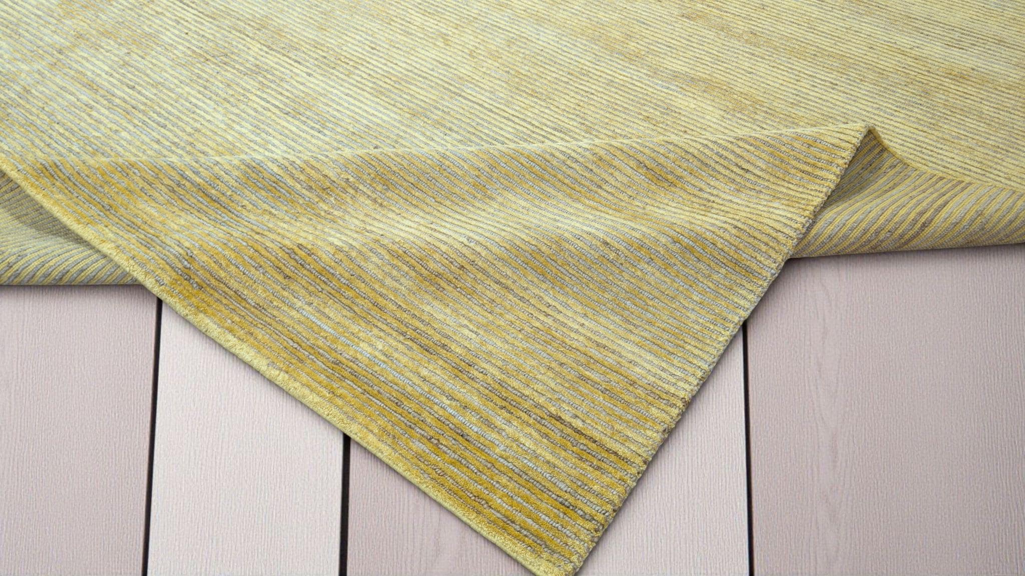 Luxurious Hand-Knotted Bamboo Silk and Jute Rug | High-Low Textured Pile | Soft and Shiny Natural Fiber Carpet | Artisan Woven Decor