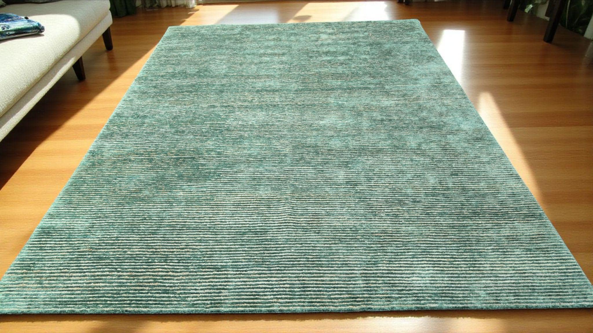 Luxurious Hand-Knotted Bamboo Silk and Jute Rug | High-Low Textured Pile | Soft and Shiny Natural Fiber Carpet | Artisan Woven Decor
