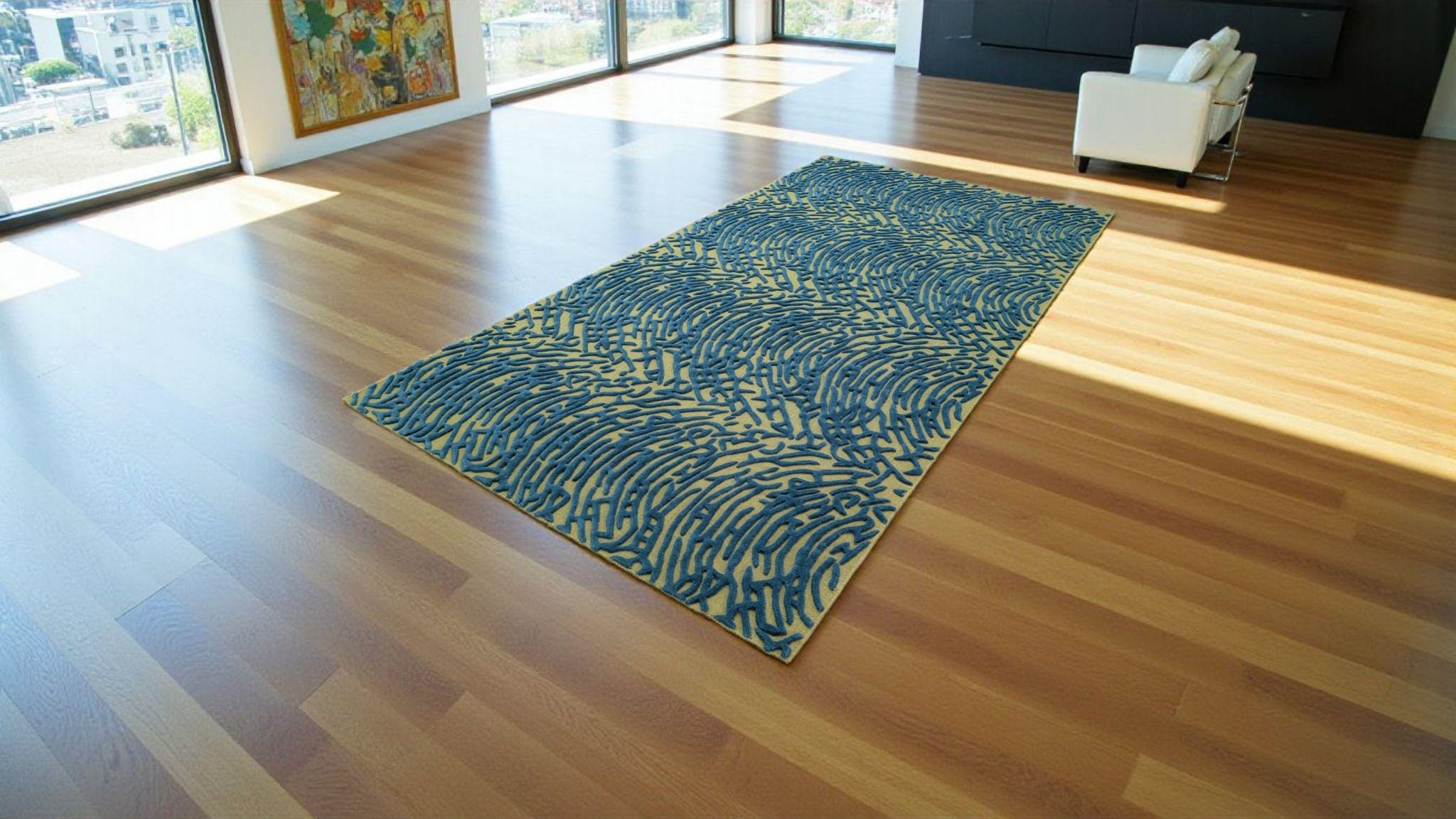 Wool Rug with Exquisite Hand Carving