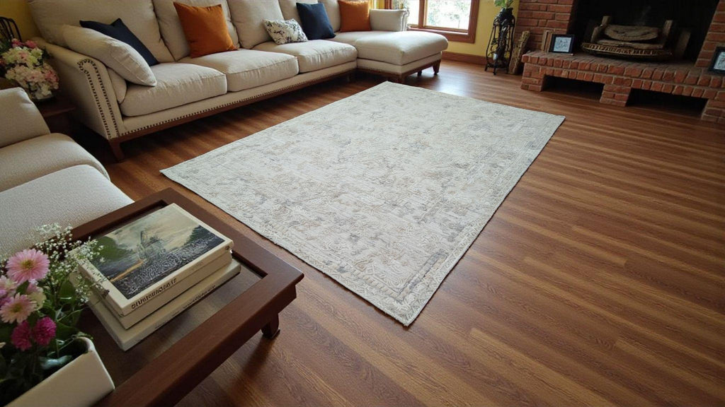 Exquisite Hand-Carved and Hand-Knotted Persian Wool Rug in a Natural Tone.A Modern, Durable, and Handmade Area Carpet