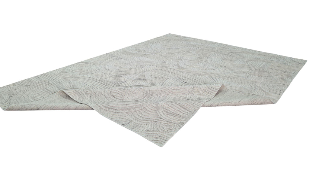 Modern Abstract Design Wool Rug with Hand-Carved Detail, Textured Exquisite Floor Covering, Artisanal Hand-Tufted Carpet