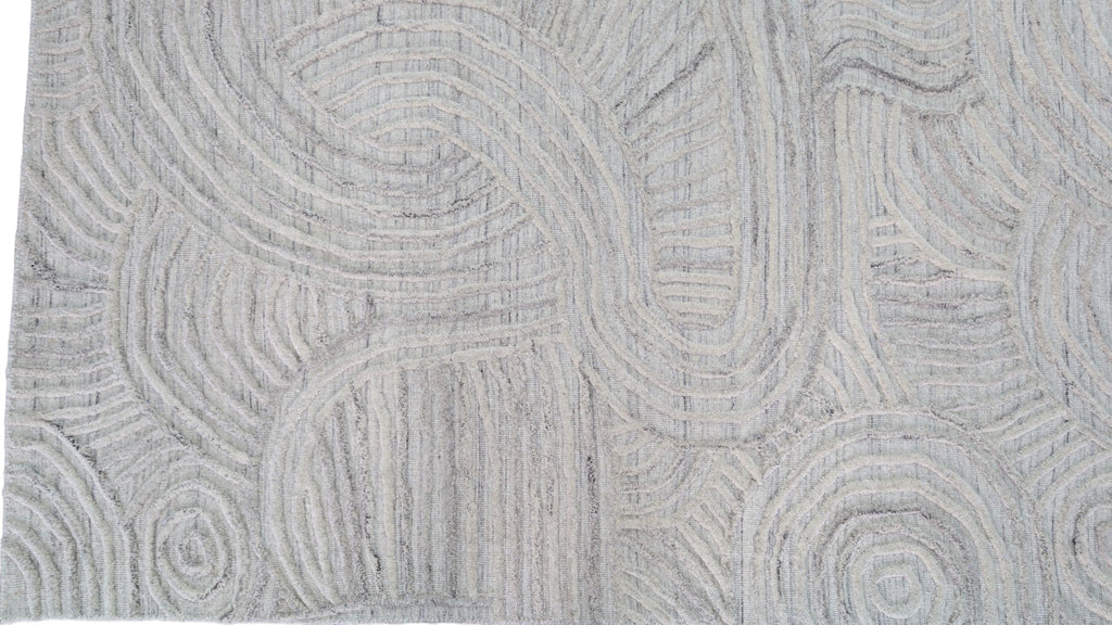 Modern Abstract Design Wool Rug with Hand-Carved Detail, Textured Exquisite Floor Covering, Artisanal Hand-Tufted Carpet