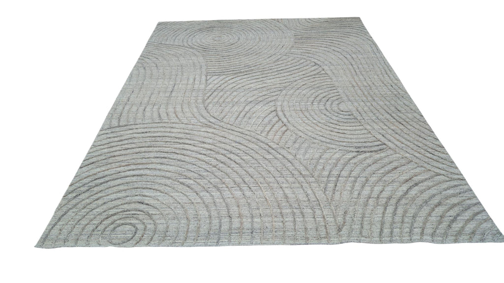 Abstract Handmade Wool Rug with Hand-Carved Detail, Artisanal Hand-Tufted Carpet, Unique Design for Modern Home, High-Quality and Durable