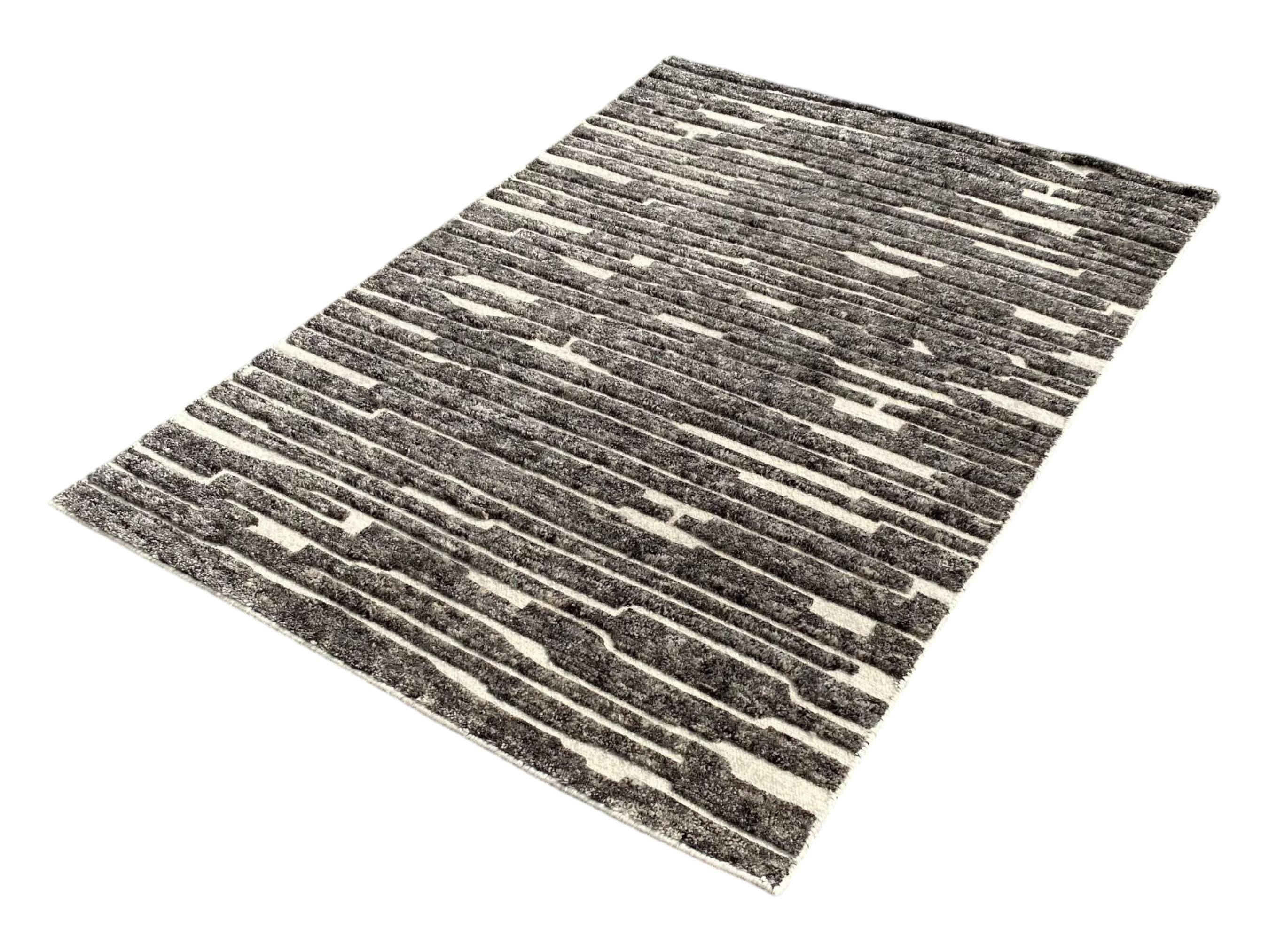 Natural Hand-Knotted Woollen Rug High Pile Natural Wool Carpet | Soft and Cozy Shag Rug Moroccan Decor