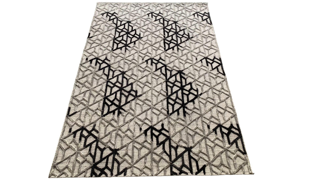Abstract Handmade Wool Rug with Hand-Carved Detail, Artisanal Hand-Tufted Carpet, Unique Design for Modern Home, High-Quality and Durable