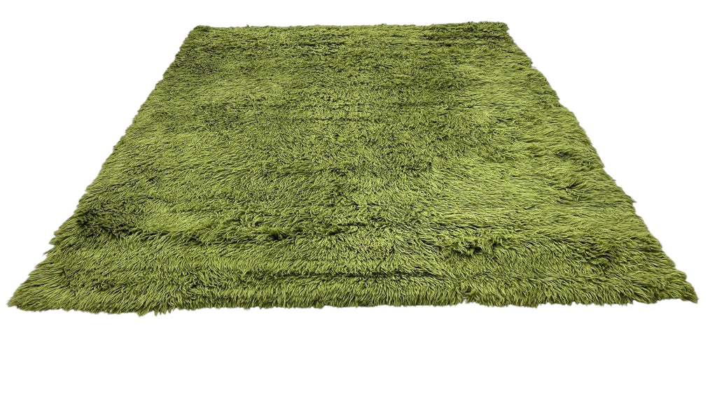 Bohemian Hand-Knotted Moroccan Rug High Pile Natural Wool Carpet | Soft and Cozy Shag Rug Moroccan Decor Green Moroccan Rug