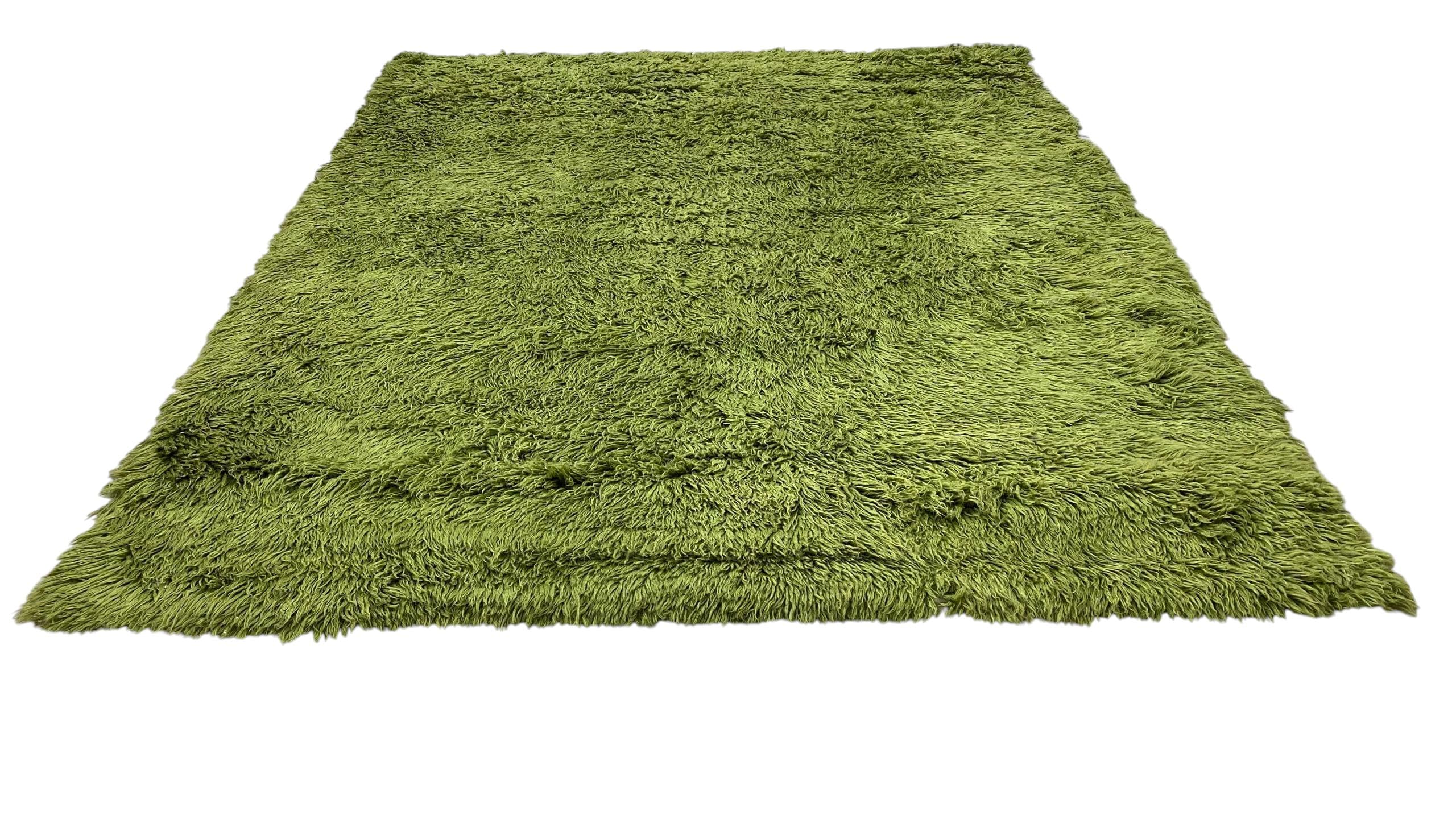 Bohemian Hand-Knotted Moroccan Rug High Pile Natural Wool Carpet | Soft and Cozy Shag Rug Moroccan Decor Green Moroccan Rug