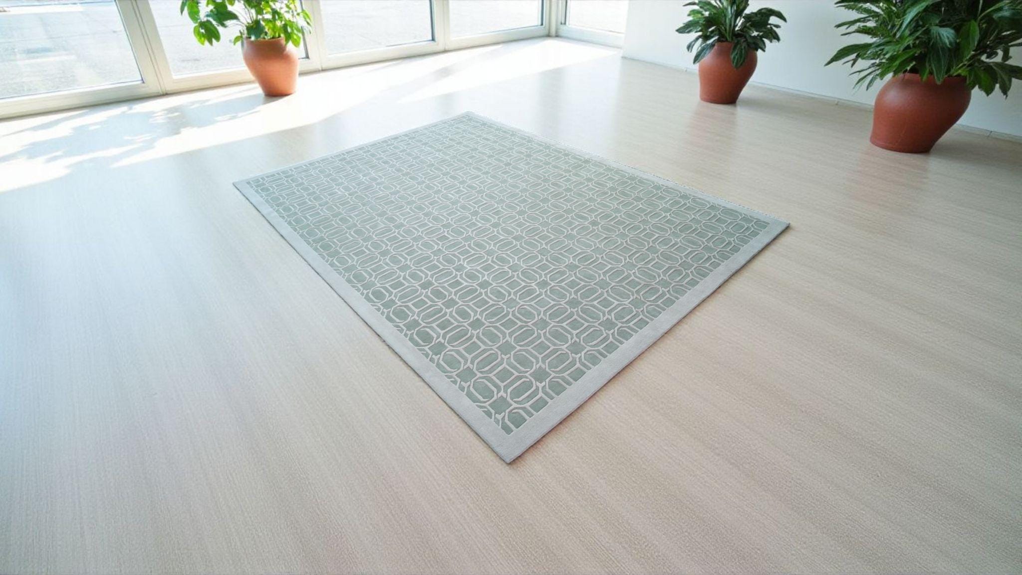 Plush Hand-Tufted Wool Rug | High-Low Pile Design Soft and Textured Floor Covering Durable and Cozy Carpet