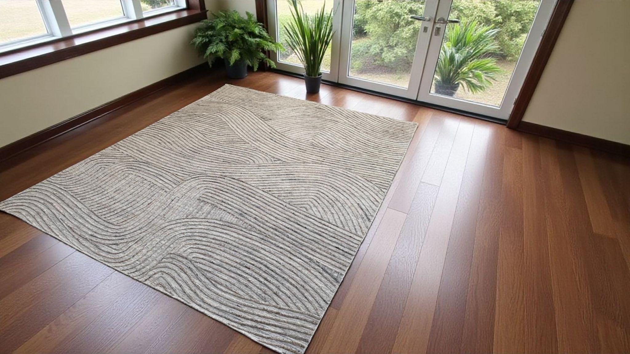 Unique Wool Rug for Living Room, Exquisite Hand-Carved Design, Modern Bedroom Area Carpet, Handmade and Durable Home Decor