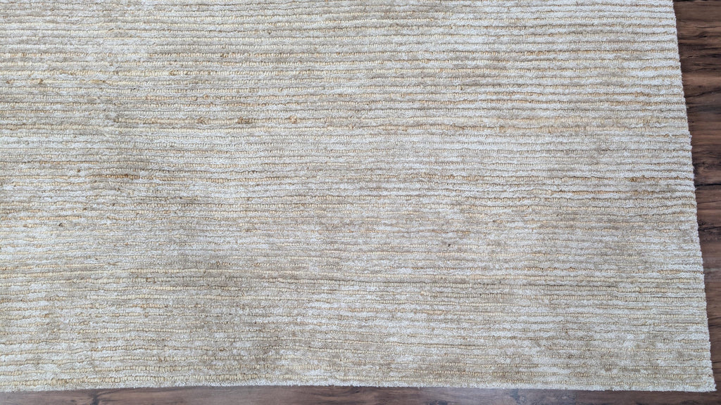 Luxurious Hand-Knotted Bamboo Silk and Jute Rug | High-Low Textured Pile | Soft and Shiny Natural Fiber Carpet | Artisan Woven Decor