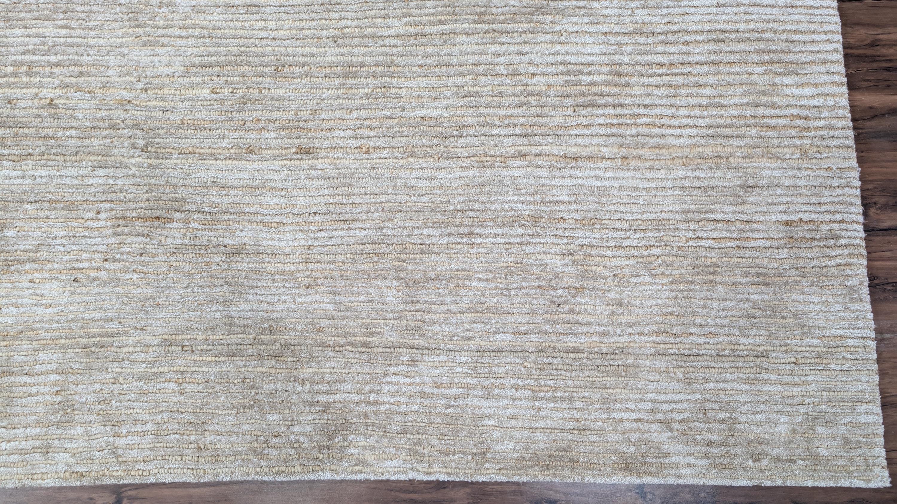 Luxurious Hand-Knotted Bamboo Silk and Jute Rug | High-Low Textured Pile | Soft and Shiny Natural Fiber Carpet | Artisan Woven Decor