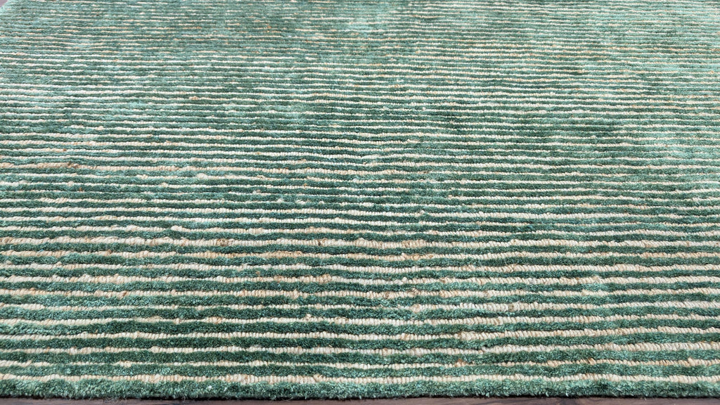 Luxurious Hand-Knotted Bamboo Silk and Jute Rug | High-Low Textured Pile | Soft and Shiny Natural Fiber Carpet | Artisan Woven Decor
