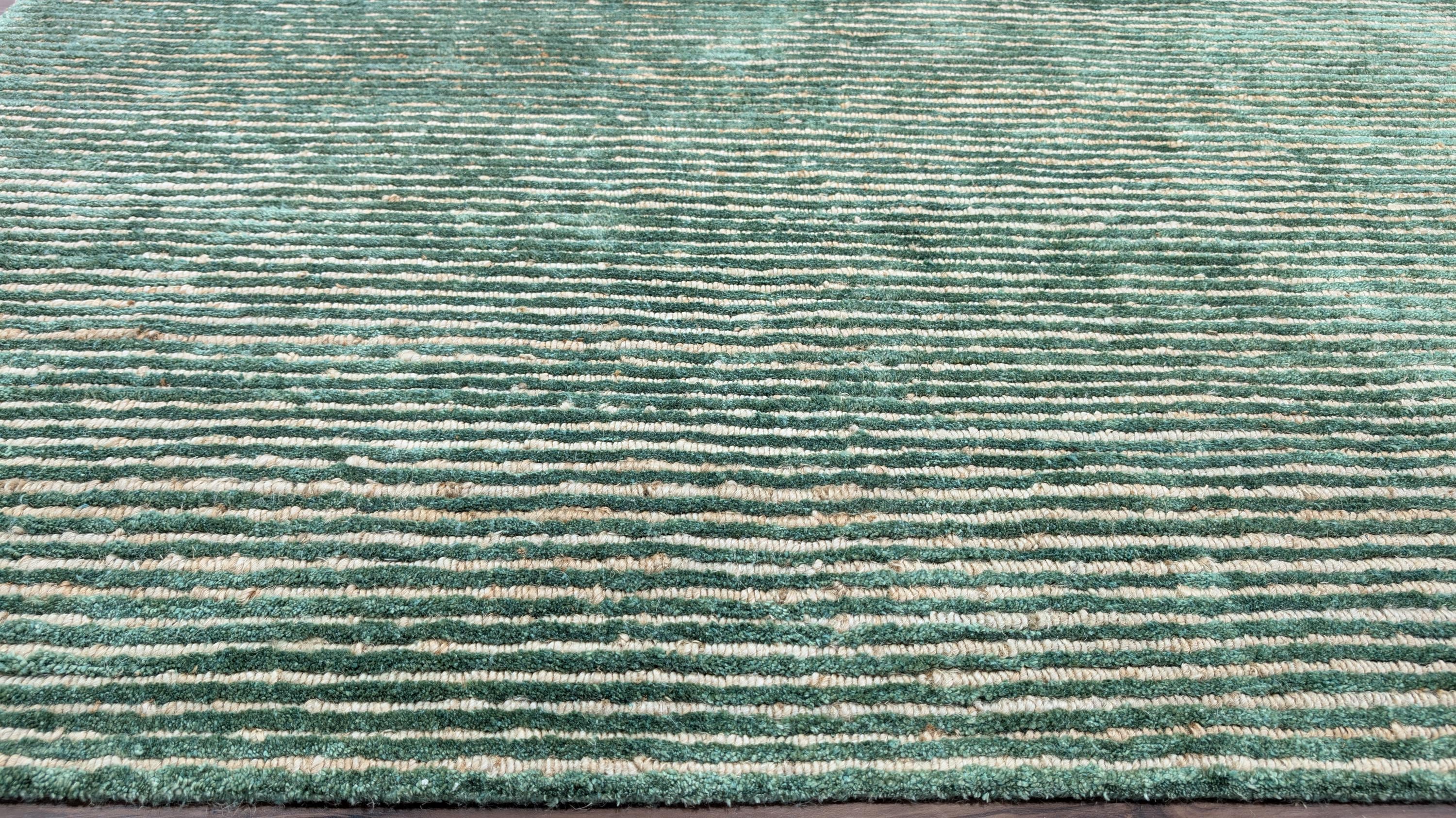 Luxurious Hand-Knotted Bamboo Silk and Jute Rug | High-Low Textured Pile | Soft and Shiny Natural Fiber Carpet | Artisan Woven Decor