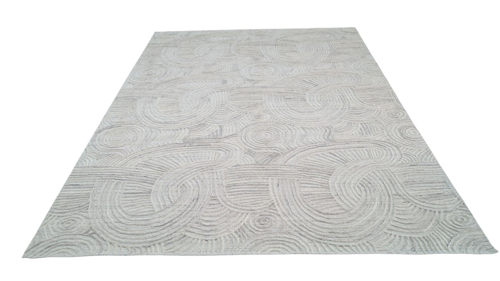 Modern Abstract Design Wool Rug with Hand-Carved Detail, Textured Exquisite Floor Covering, Artisanal Hand-Tufted Carpet