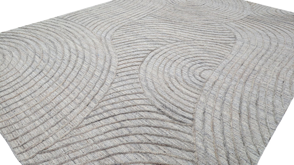 Abstract Handmade Wool Rug with Hand-Carved Detail, Artisanal Hand-Tufted Carpet, Unique Design for Modern Home, High-Quality and Durable