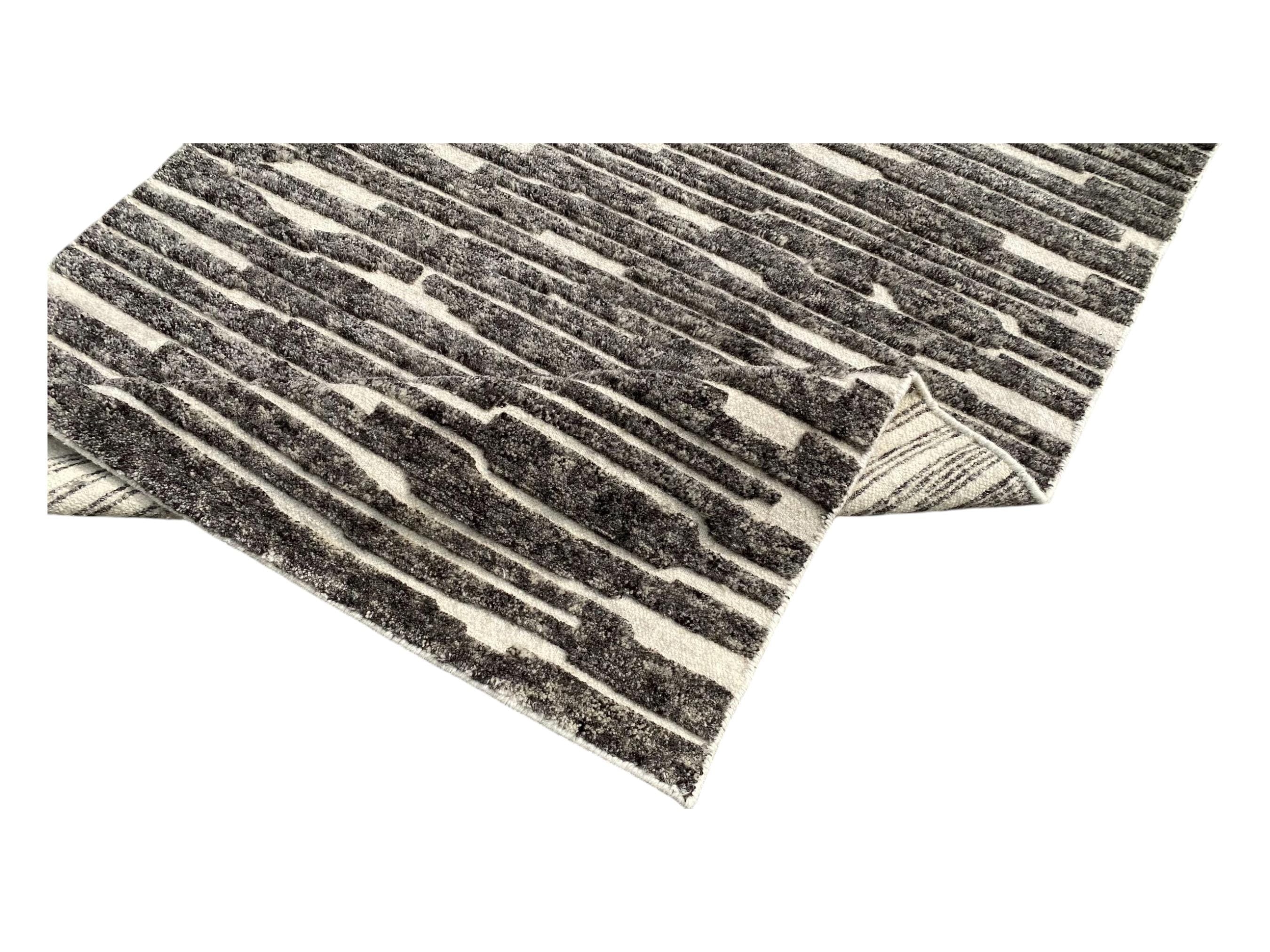 Natural Hand-Knotted Woollen Rug High Pile Natural Wool Carpet | Soft and Cozy Shag Rug Moroccan Decor