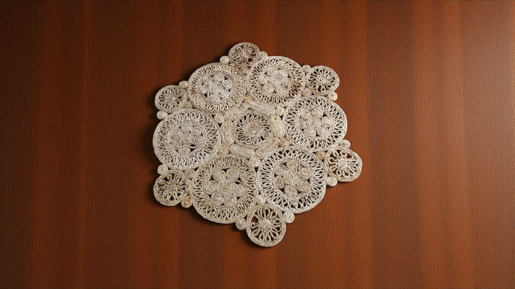 Handmade Jute Round Rug Woven Doily Area Mat Natural Fiber Home Decor