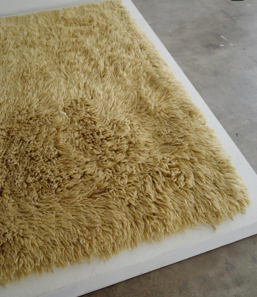Bohemian Hand-Knotted Moroccan Rug High Pile Natural Wool Carpet | Soft and Cozy Shag Rug Moroccan Decor Gold Moroccan Rug