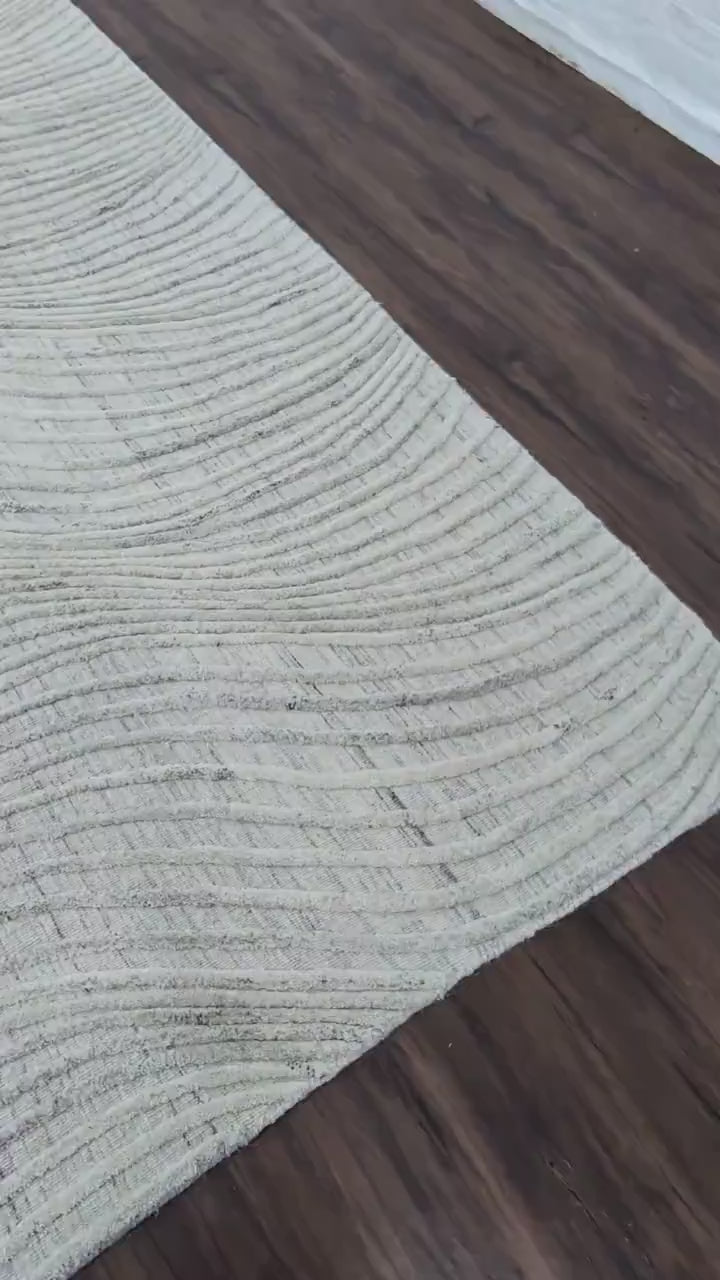 Abstract Handmade Wool Rug with Hand-Carved Detail, Artisanal Hand-Tufted Carpet, Unique Design for Modern Home, High-Quality and Durable