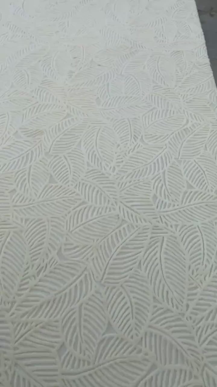 Wool  Rug with Exquisite Hand Carving In White