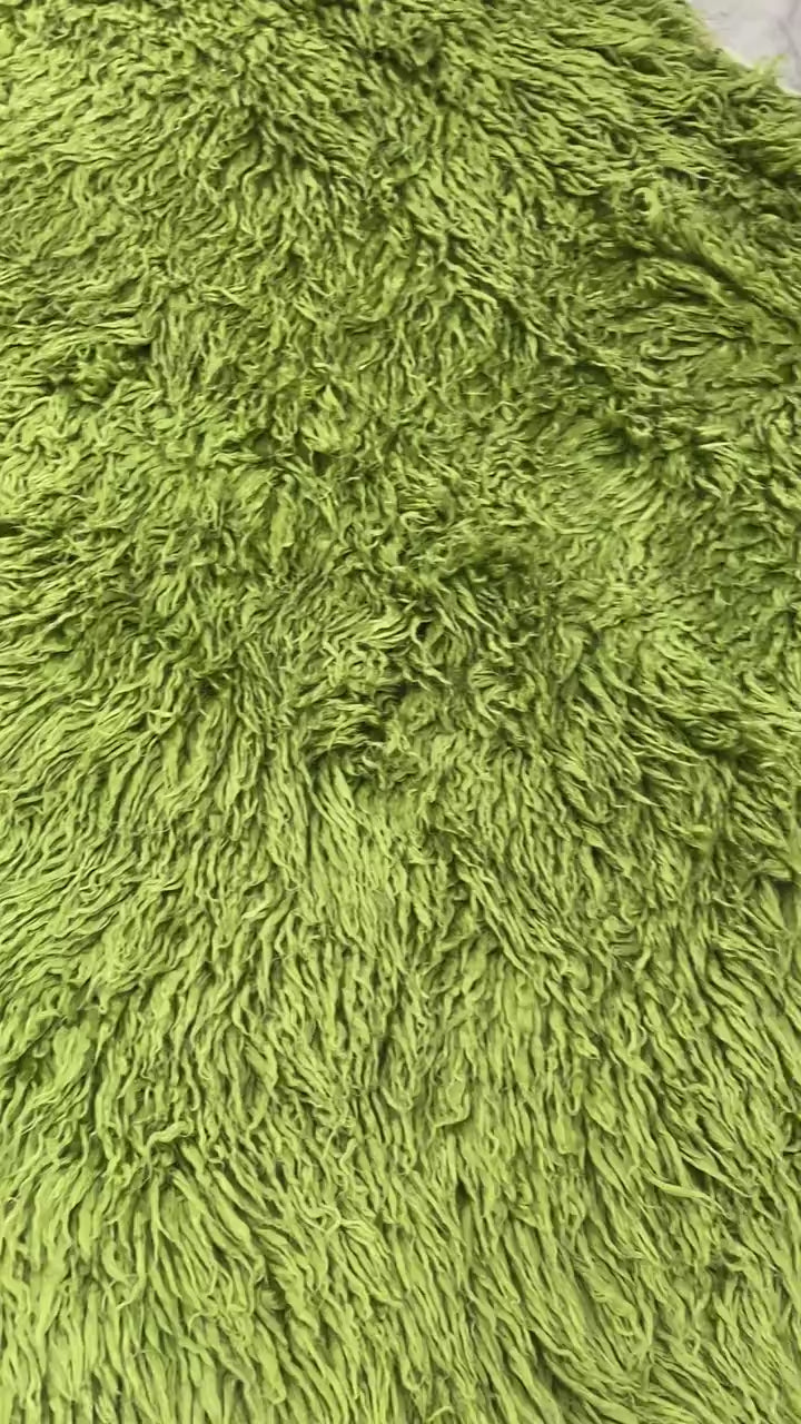 Bohemian Hand-Knotted Moroccan Rug High Pile Natural Wool Carpet | Soft and Cozy Shag Rug Moroccan Decor Green Moroccan Rug