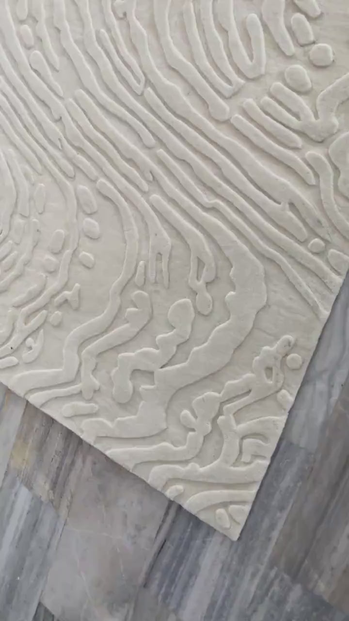 Modern White Hand-Tufted Wool Rug High and Low Pile Texture Minimalist Area Carpet for Living Room Handmade and Durable
