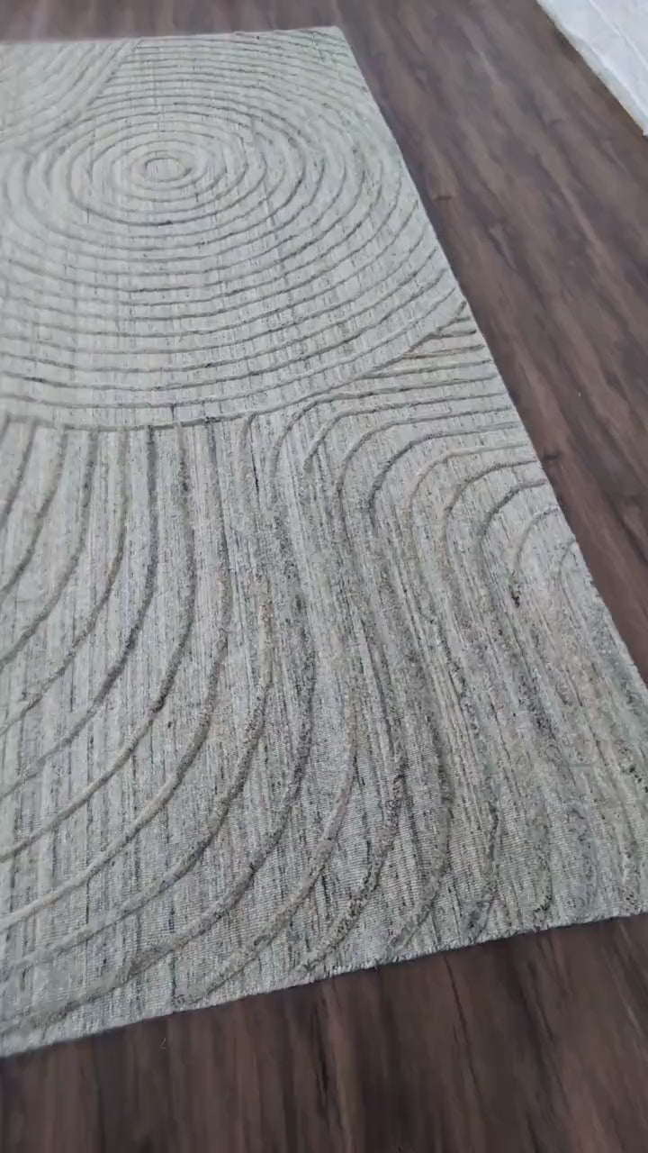 Abstract Handmade Wool Rug with Hand-Carved Detail, Artisanal Hand-Tufted Carpet, Unique Design for Modern Home, High-Quality and Durable